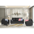 Adorn India Straight line Plus Leatherette 3+2+1 6 Seater Sofa Set (Black) (3 Year Warranty)
