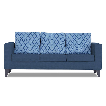 Adorn India Straight line Plus Blossom 3 Seater Sofa (Blue)
