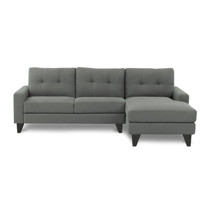 Adorn India Midas L Shape 6 Seater Sofa Set Right Hand Side (Grey)