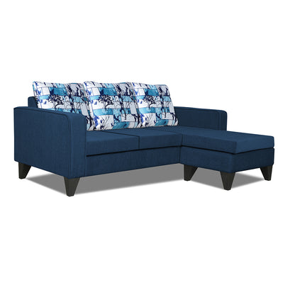 Adorn India Hallton L Shape 4 Seater Sofa Set Digital Print (Blue)