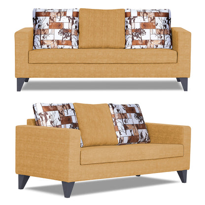 Adorn India Hallton Digitel Print Cushion 3-2 Five Seater Sofa Set (Beige)