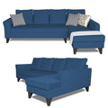 Adorn India Maddox Tufted L Shape 6 Seater Sofa Set RHS (Blue) (3 Year Warranty)