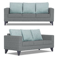 Adorn India Straight Line Plus Stripes 3+1+1 5 Seater Sofa Set (Grey) (3 Year Warranty)