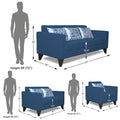Adorn India Bladen 3-2-1 Six Seater Sofa Set (Blue)