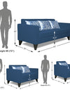 Adorn India Bladen 3-2-1 Six Seater Sofa Set (Blue)