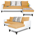 Adorn India Ashley Leatherette Fabric L Shape 6 Seater Sofa Set Digitel Print (Right Hand Side) (Beige & White) (3 Year Warranty)
