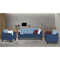 Straight line Plus Leaf 3+2+1 6 Seater Sofa Set (Blue)