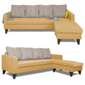 Adorn India Chandler Stripes L Shape 5 Seater Sofa Set RHS (Beige) (3 Year Warranty)