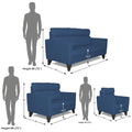 Adorn India Cardello 3-2-1 Six Seater Sofa Set (Blue) (3 Year Warranty)
