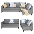 Adorn India Bryson L Shape 6 Seater Sofa Set Digitel Print (Right Hand Side) (Grey) (3 Year Warranty)