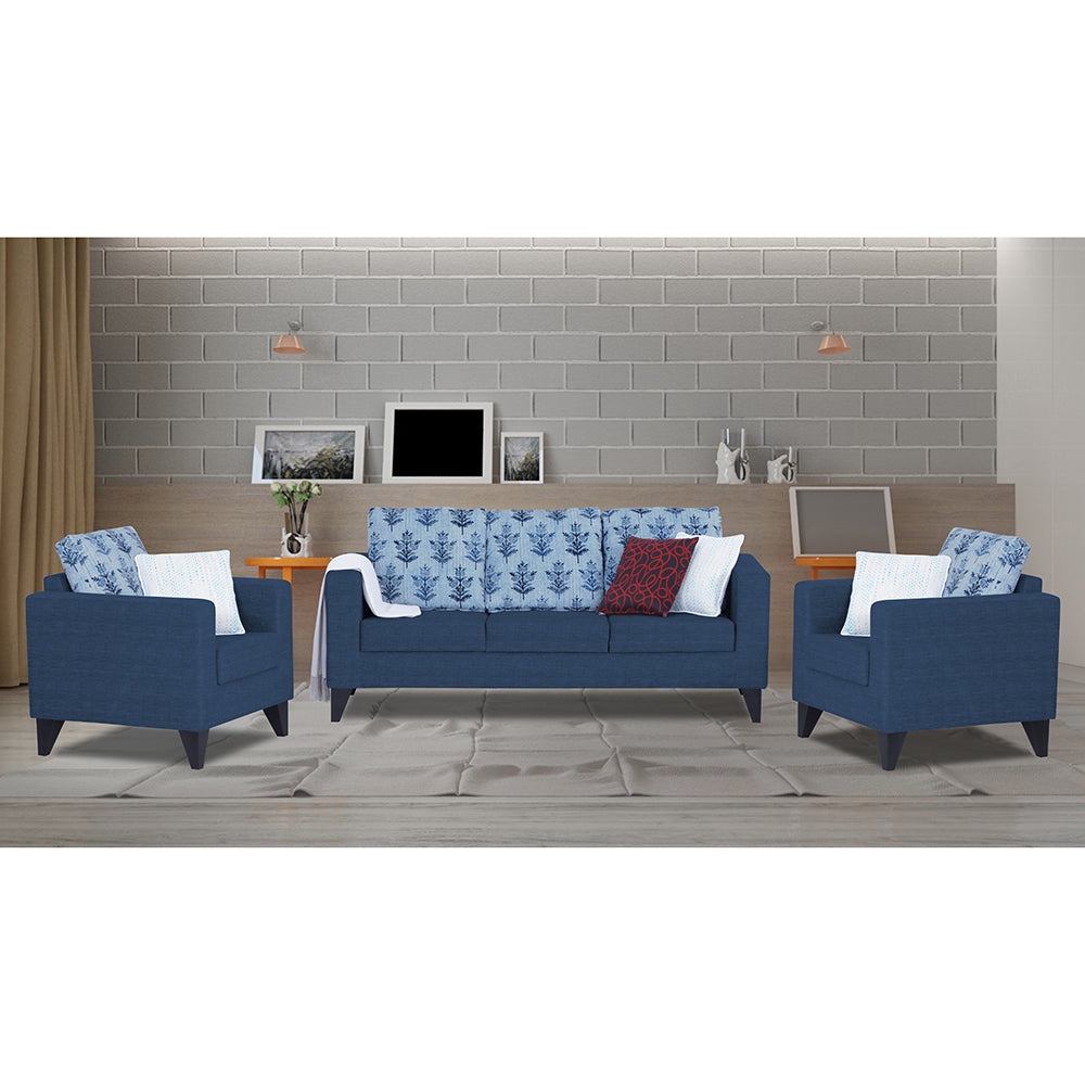 Straight line Plus Leaf 3+1+1 5 Seater Sofa Set (Blue)
