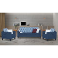 Straight line Plus Leaf 3+1+1 5 Seater Sofa Set (Blue)