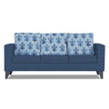 Adorn India Straight line Plus Leaf 3 Seater Sofa (Blue) (3 Year Warranty)