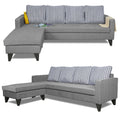 Adorn India Chandler Stripes L Shape 5 Seater Sofa Set LHS (Grey) (3 Year Warranty)