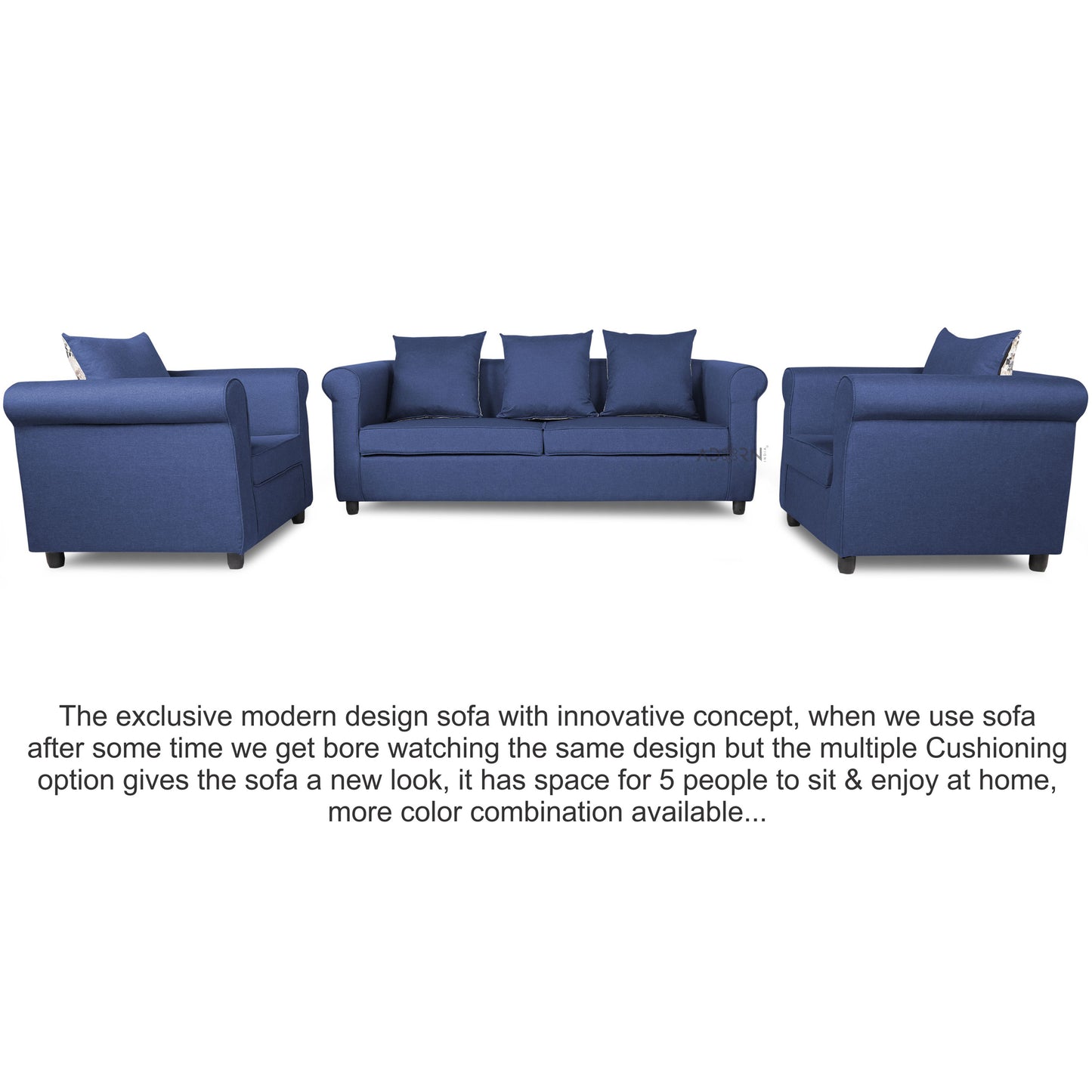 Adorn India Magnum 3-1-1 Sofa Set (Blue)