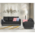 Adorn India Straight line Plus Leatherette 3+2 5 Seater Sofa Set (Black) (3 Year Warranty)