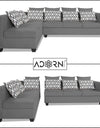 Adorn India Poland L Shape 5 Seater Sofa Set (Left Side) (Grey)