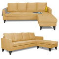 Adorn India Chandler Plain L Shape 5 Seater Sofa Set RHS (Beige) (3 Year Warranty)