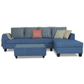 Raiden Bricks Premium L Shape 6 Seater Sofa Set with Center Table (Right Hand Side) (Blue)