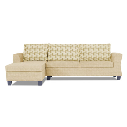 Adorn India Alexia Plus Bricks L Shape 6 Seater Sofa Set (Left Hand Side) (Beige)