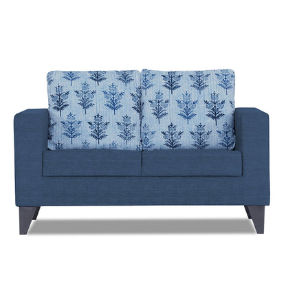 Adorn India Straight line Plus Leaf 2 Seater Sofa (Blue)