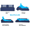 Adorn India Wood Easy Alyn Plus Stripes 4 Seater Sofa Cum Bed (6X6) (Blue) (1 Year Warranty)