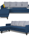 Adorn India Chandler L Shape 5 Seater Sofa Set Stripes (Left Hand Side) (Blue)