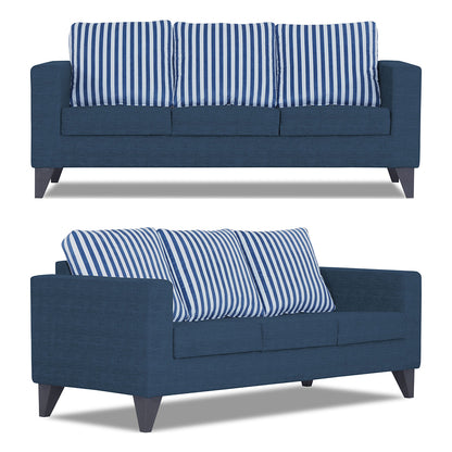 Adorn India Straight Line Plus Stripes 3+1+1 5 Seater Sofa Set (Blue)