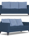 Adorn India Straight Line Plus Stripes 3+1+1 5 Seater Sofa Set (Blue)