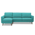 Adorn India Damian L Shape 6 Seater Sofa Set LHS (Aqua Blue) (3 Year Warranty)
