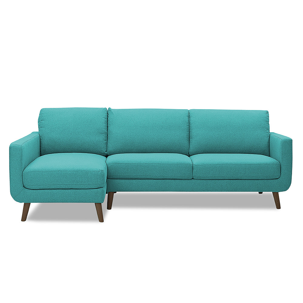 Adorn India Damian L Shape 6 Seater Sofa Set Left Hand Side (Aqua Blue)