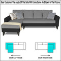 Adorn India Maddox Plain Two Tone L Shape 6 Seater Sofa Set LHS (Grey & Black) (3 Year Warranty)