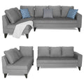 Adorn India Bryson L Shape 6 Seater Sofa Set Plain (Left Hand Side) (Grey) (3 Year Warranty)