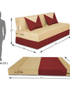 Adorn India Easy Boom 3 Seater Sofa Cum Bed 6 x 6 (Maroon & Beige)