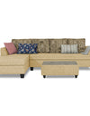 Adorn India Raiden Crafty L Shape 6 Seater Sofa Set with Center Table (Left Hand Side) (Beige)