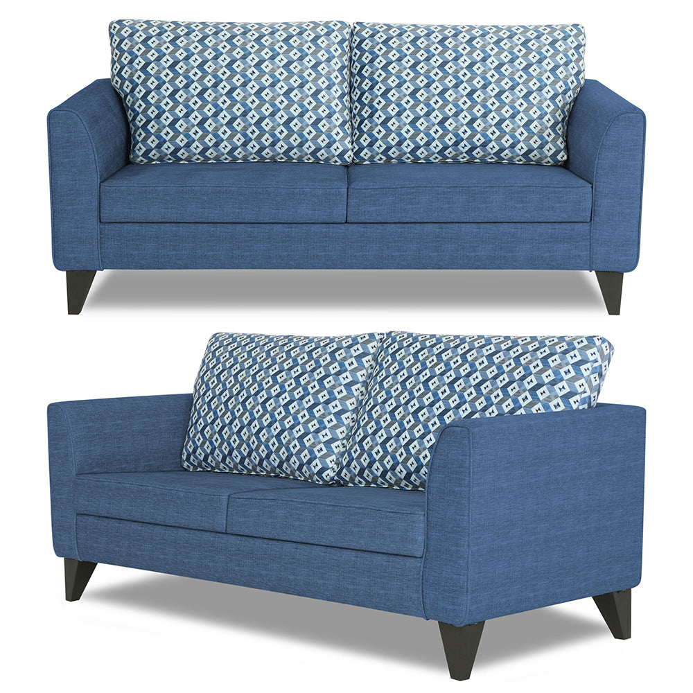 Adorn India Tornado Bricks 3+2 5 Seater Sofa Set with Centre Table (Blue) Modern