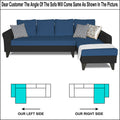 Adorn India Maddox Plain Two Tone L Shape 6 Seater Sofa Set RHS (Blue & Black) (3 Year Warranty)