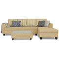 Raiden Stripes L Shape 6 Seater Sofa Set with Center Table (Right Hand Side) (Beige)