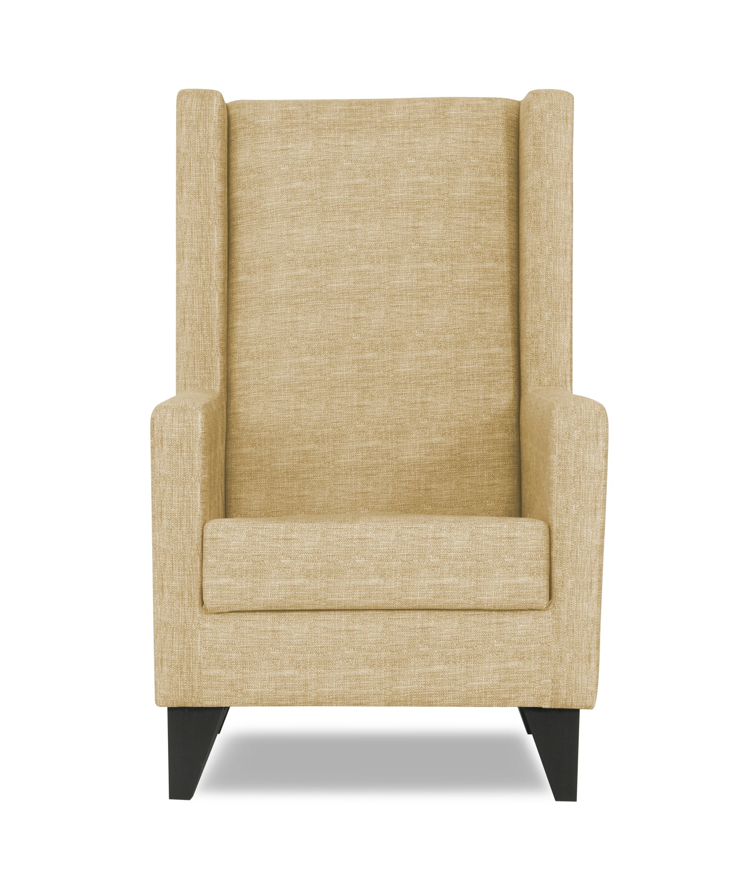 Adorn India Christopher 1 Seater Wing Chair Decent with Puffy (Beige)