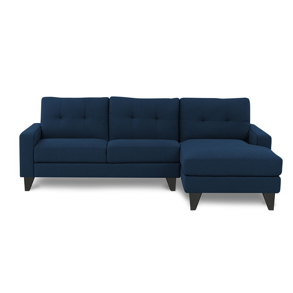 Adorn India Midas L Shape 6 Seater Sofa Set Right Hand Side (Blue)