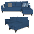 Adorn India Hallton Plain L Shape 6 Seater Sofa Set RHS (Blue) (3 Year Warranty)