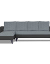 Adorn India Beetle Plus Leaf L Shape 6 Seater Sofa Set (Left Hand Side) (Black & Grey)
