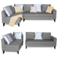 Adorn India Bryson L Shape 6 Seater Sofa Set Digitel Print (Left Hand Side) (Grey) (3 Year Warranty)