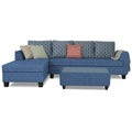 Raiden Bricks Premium L Shape 6 Seater Sofa Set with Center Table (Left Hand Side) (Blue)