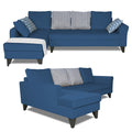 Adorn India Maddox L Shape Left Hand Side Stripes 6 Seater Sofa Set (Blue) (3 Year Warranty)