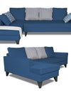 Adorn India Maddox L Shape 6 Seater Sofa Set Stripes Left Hand Side (Blue)