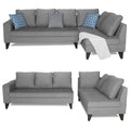 Adorn India Bryson L Shape 6 Seater Sofa Set Plain (Right Hand Side) (Grey) (3 Year Warranty)