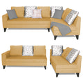 Adorn India Bryson L Shape 6 Seater Sofa Set Digitel Print (Right Hand Side) (Beige) (3 Year Warranty)