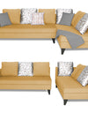 Adorn India Bryson L Shape 6 Seater Sofa Set Digitel Print (Right Hand Side) (Beige)