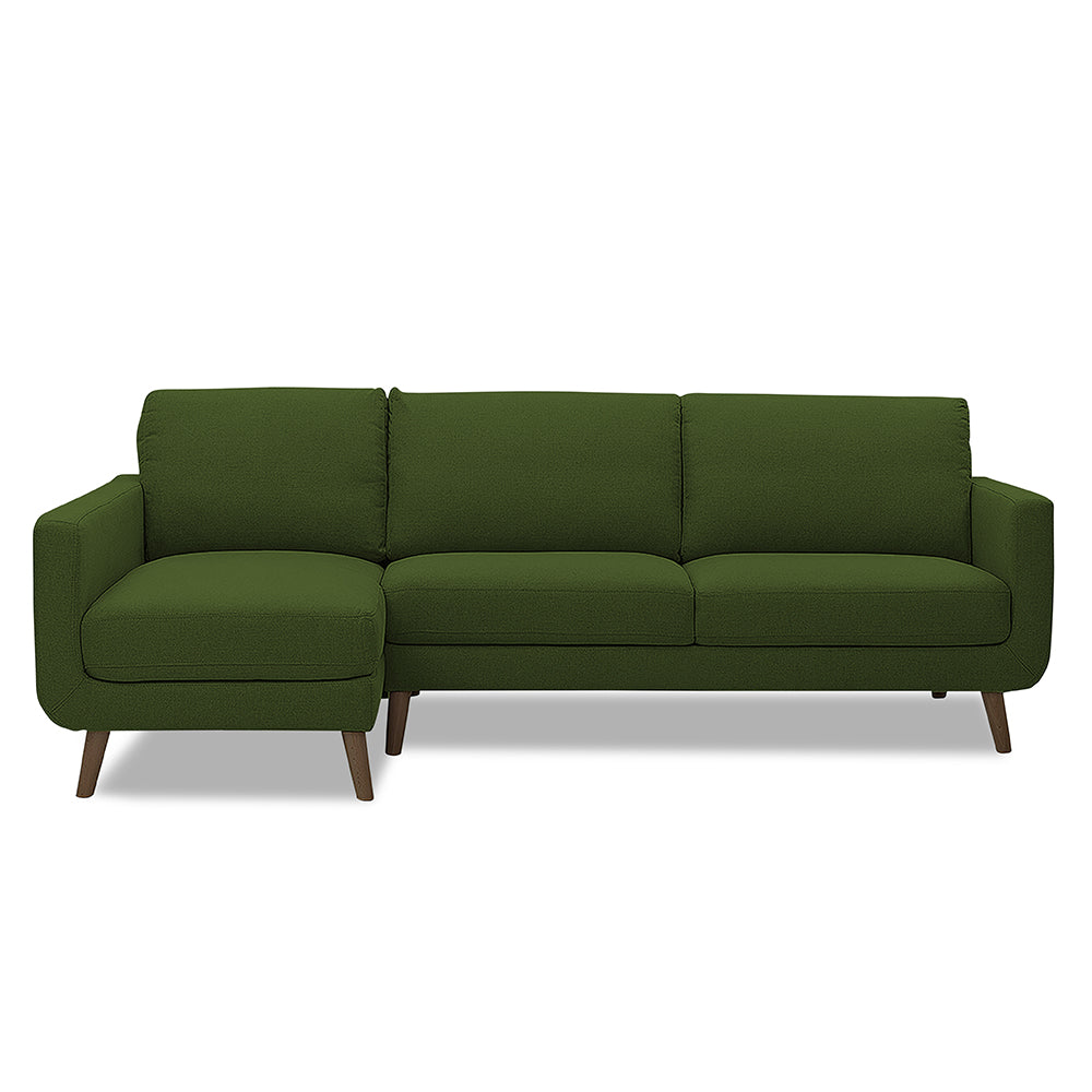 Adorn India Damian L Shape 6 Seater Sofa Set Left Hand Side (Green)